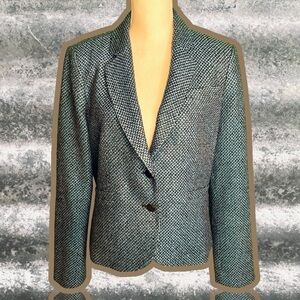 Calvin Klein Royal Blue & Black Tweed Two-Button Blazer Size 14